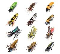 YZD Premium Realistic Flies Terrestrials Selection Cricket Grasshopper Beetle Bumble Wasp Ladybug Fly Fishing Dry Wet Set for Trout Salmon (BugPro Set of 12 Flies)