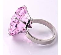 YZDKJ 8cm Crystal Super Large Simulation Diamond Ring Exaggerated Props Proposal Funny Valentine's Day Gift Home Decoration (Color : Pink)