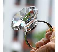 YZDKJ 8cm Crystal Super Large Simulation Diamond Ring Exaggerated Props Proposal Funny Valentine's Day Gift Home Decoration (Color : Transparent)