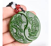 YZDKJ Chinese Green Jade Dragon Phoenix Jade Pendant Jewelry Lucky Auspicious Amulet Jade Necklace Pendants Jade Fine Jewelry (Gem Color : Dragon Phoenix)