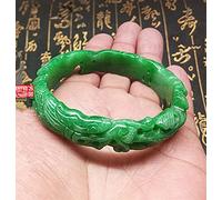 YZDKJ Emerald Hand Carved Hollow Flower Jade Bangle Green Jade Bangles Women Emerald Bracelet (Gem Color : 57-58mm)