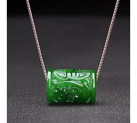 YZDKJ Natural Green Jade Money Beads Pendant Necklace Charm Jewellery Fashion Accessories Hand-Carved Man Luck Amulet Gifts