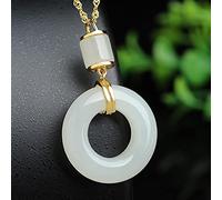 YZDKJ Natural Hetian Jade Safety Buckle Pendant Necklace S925 Sterling Silver White Jade Pendant Clavicle Chain Jewelry Gift For Moth