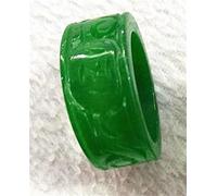 YZDKJ Natural Jadeite Ring Men Women Emerald Jades Stone Couple Rings Jewelry Accessories Green Carved Jade Ring Gifts (Gem Color : Diameter 19mm)