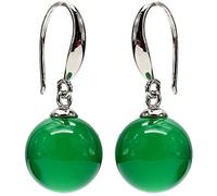 YZDKJ S925 Sterling Silver Color Natural Emerald Jewelry Earring Jade Silver 925 (Metal Color : Green)