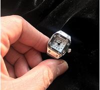 YZDKJ Unusual Street Shoot Vintage Fashion Party Ring For Women Personality Watch Ring Couples Cool Rock Finger Accessories (Main Stone Color : White, Ring Size : Resizable)