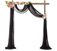 YZDKR 10M Wedding Arch Drape Decoration Tulle Organza Sheer Fabric Draping Curtain Birthday Party Backdrop Wedding Chair Sashes Decor for Wedding Backdrop(Black,135x1000cm)