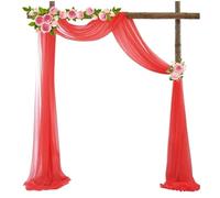YZDKR 10M Wedding Arch Drape Decoration Tulle Organza Sheer Fabric Draping Curtain Birthday Party Backdrop Wedding Chair Sashes Decor for Wedding Backdrop(Red,135x1000cm)