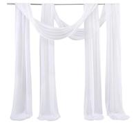 YZDKR 2 PACK Wedding Arch Draping Fabric Chiffon Sheer Drapes Decor for Wedding Birthday Party Backdrop Curtains Decorations for Wedding Backdrop(White,75X500cm 2pc)