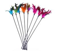YZDKR 5PCS Interactive Cat Teaser Rod with Bell & Feather Toys for Kitten Playtime for Indoor Cats Adult