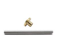 YZDKR T8 Lead Screw OD 8mm Pitch 2mm Lead 2mm/8mm With Brass Nut For 3D Printer for 3D printer lead screws(Pitch 2mm Lead 8mm,200mm With Nut)