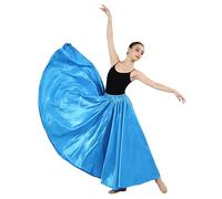 YZDMDM Women Satin Flamenco Dance Skirt Long Full Ruffle Belly Skirts