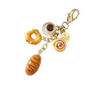 Yzdysg Adorable Coffee Cup and Bread Keyring Stylish Coin Purse Key Decoration Practical Resin Accessory for Bags and Wallets