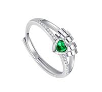 Yzdysg Rings, Sturdy Brass Anxious Rings 14K Gold Plated Heart Designs with Cubic Zirconia Spinner Bead Portable for Stress Relief