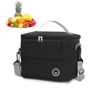 YZDZSW 13l Black Insulated Lunch Bag, Thermal Cooler Bag, Water-Resistant Leakproof for Work Picnic Beach Travel (29×20×22cm)