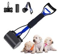 YZDZSW Pet Pooper Scooper Set, 45CM Long Handle Walking Poop Remover, Long Handle Portable Foldable Dog Dirt Scoop with Waste Bag for Outdoor/Indoor Pick Up Cat and Small Dog Animal Waste