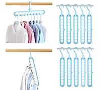 YZÉ BY YIZHE 9-Hole Non-Slip Hanger Organizer, 10Pack - Holds 90 Garments | Space Saving Blue Plastic Hangers for Clothes, Skirts, Pants, Ties | Durable, Lightweight Design to Maximize Closet Space