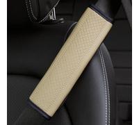 YZECEBNF 2 Pcs Car Seat Belt Cover For Duster Kadjar Logan Clio Captur Adatta, PU Leather Seat Belt Shoulder Pads Protector Shoulder Strap Covers Harness Pads Protect Neck and Shoulder, D/Beige