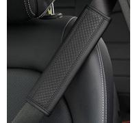 YZECEBNF 2 Pcs Car Seat Belt Cover For Duster Kadjar Logan Clio Captur Adatta, PU Leather Seat Belt Shoulder Pads Protector Shoulder Strap Covers Harness Pads Protect Neck and Shoulder,A/Black