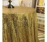 YZEO Gold Sequin 48" Round Tablecloth Shiny Wedding Table Cloth Sparkly Tablecloth Overlay