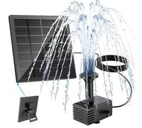 Yzert Solar Fountain 1.8W, Glass Solar Bird Bath Fountain with 8 Nozzles, 9.84ft Cable, No Battery Solar Fountain Pump, DIY Solar Water Fountain for Pond, Patio, Garden (Black)