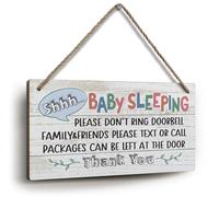 YZEXEZY Baby Sleeping Sign for Front Door 6"x12"Please Do Not Ring Doorbell Sign-Do Not Knock or Ring Doorbell Wooden Hanging Sign-Do Not Disturb Sign