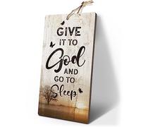 YZEXEZY Bedroom Decor-Give It to God and Go to Sleep Sign12"x6"Rustic Room Ruler Sign Christian Bible Verses Wall Art Religious Gifts