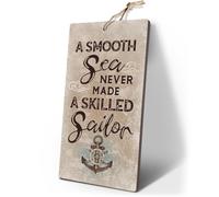 YZEXEZY Retro Sail Boat Sign-A Smooth Sea Never Make A Skilled Sailor-Nautical Themes Wall Decor for Office Lake House Room Cabin12" x 6"