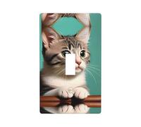 YzgWjBhd A Curious cat Print 1 Gang Wall Plate Single Toggle Switch Cover, 11.4cm x 7cm, Decorative Light Switch Plate Covers