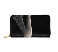 YzgWjBhd Abstract curves Print Leather Wallet for Men, Slim Bifold with Full-Print Design, Secure Zipper Closure, RFID Blocking, Black, One Size