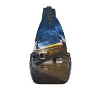 YzgWjBhd Airplane in The Evening Light Sling Bag for Men Women | Crossbody Fanny Pack with Zipper Pockets | Funny Backpack Chest Bag