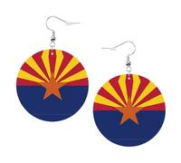 YzgWjBhd Arizona Flag Earrings for Women Girls, Stylish Round Leather Dangle with Silver Hook, Ideal Drop Earrings Gift for Woman