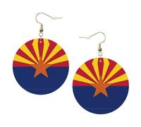 YzgWjBhd Arizona Flag Earrings for Women Girls, Stylish Round Leather Dangle with Silver Hook, Ideal Drop Earrings Gift for Woman
