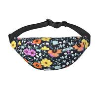 YzgWjBhd Beautiful Colourful Flowers Print Large Crossbody Fanny Pack, Cute Waterproof Waist Pack Belt Bag for Men, Women, Stylish Running Accessory