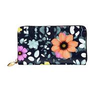YzgWjBhd Beautiful Colourful Flowers Print Leather Wallet for Men, Slim Bifold with Full-Print Design, Secure Zipper Closure, RFID Blocking