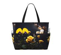 YzgWjBhd Beautiful Yellow Roses Beach Tote with Stylish Print | Print Pool Bag for Water Adventures | Carry-On Bag