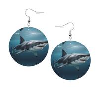 YzgWjBhd Big Fish Earrings for Women Girls, Stylish Round Leather Dangle with Silver Hook, Ideal Drop Earrings Gift for Woman