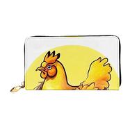 YzgWjBhd Bird's Nest Golden Chicken Print Leather Wallet for Men, Slim Bifold with Full-Print Design, Secure Zipper Closure, RFID Blocking, Black, One Size