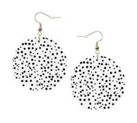 YzgWjBhd Black And White Polka Dot Earrings for Women Girls, Stylish Round Leather Dangle with Silver Hook, Ideal Drop Earrings Gift for Woman