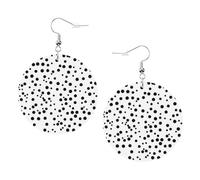 YzgWjBhd Black And White Polka Dot Earrings for Women Girls, Stylish Round Leather Dangle with Silver Hook, Ideal Drop Earrings Gift for Woman