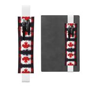 YzgWjBhd Canadian Flag Print Leather Bookmark, Adjustable Pencil Sleeve Case Pouch, Elastic Band Pen Pouch for Journals, Notebooks, Planners, Hold 2-3 Pens, Fits 8" to 10"