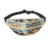 Yzgwjbhd Card Love Fancy Puppy Print Large Crossbody Fanny Pack, Cute Waterproof Waist Pack Belt Bag For Men, Women, Stylish Running Accessory, Turtles On The Beach, One Size