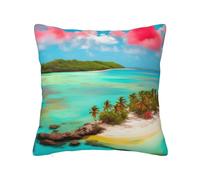 YzgWjBhd Caribbean Scenery Personalized Square Cushion Cover 40cm x 40cm, Printed Funny Soft Decorative Pillow Case for Living Room Bed Sofa