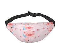 YzgWjBhd Cartoon Flying Pig Print Large Crossbody Fanny Pack, Cute Waterproof Waist Pack Belt Bag for Men, Women, Stylish Running Accessory