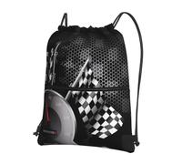YzgWjBhd Checkered Flag Racing Drawstring Backpack With Zipper Pocket, Printed String Bag Sackpack for Men Women