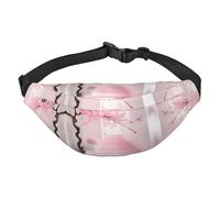 YzgWjBhd Cherry Blossom Staircase Print Large Crossbody Fanny Pack, Cute Waterproof Waist Pack Belt Bag for Men, Women, Stylish Running Accessory