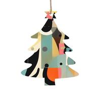 YzgWjBhd Christmas Ornament Wooden Ornament, Mid-Century Modern Art Cat Printed Xmas Tree Hanging Holiday Decor Wedding Gift