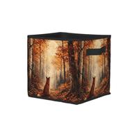 YzgWjBhd Collapsible Fabric Storage Cube for Shelves and Wardrobes | Autumn Fox Grove Printed Storage Basket For Bedrooms, Lounges, Utility Rooms, Offices, Cupboards, And Shelving Units