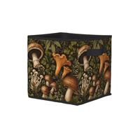 YzgWjBhd Collapsible Fabric Storage Cube for Shelves and Wardrobes | Mushroom Herb Printed Storage Basket For Bedrooms, Lounges, Utility Rooms, Offices, Cupboards, And Shelving Units