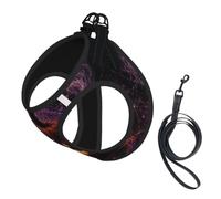 YzgWjBhd Cosmic Web Pumpkin Small Pet Leash Vest For Walks | Printed Pet Walking Vest For Garden Paths, Park Trips, Travel Days, Light Hiking, And Small Pet Outfit Styling
